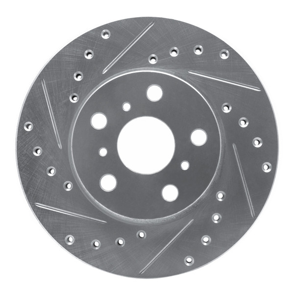 R1 87-87 Toyota Camry Front Left Drilled & Slotted Silver Brake Rotor - 631-76033L
