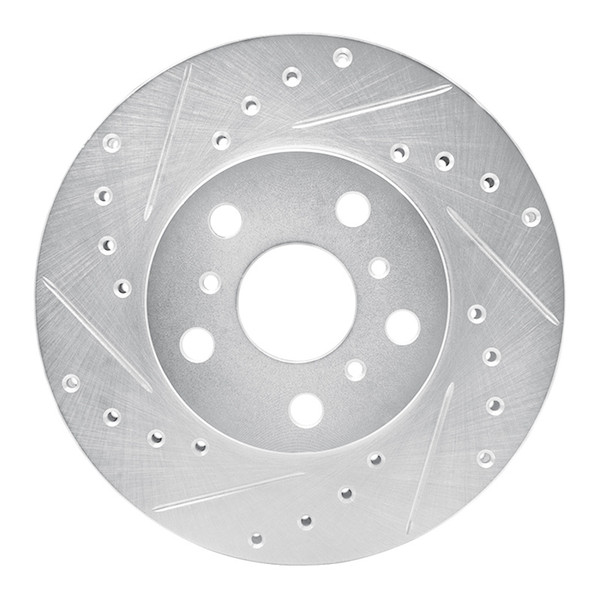 R1 87-91 Toyota Camry Front Left Drilled & Slotted Silver Brake Rotor - 631-76036L