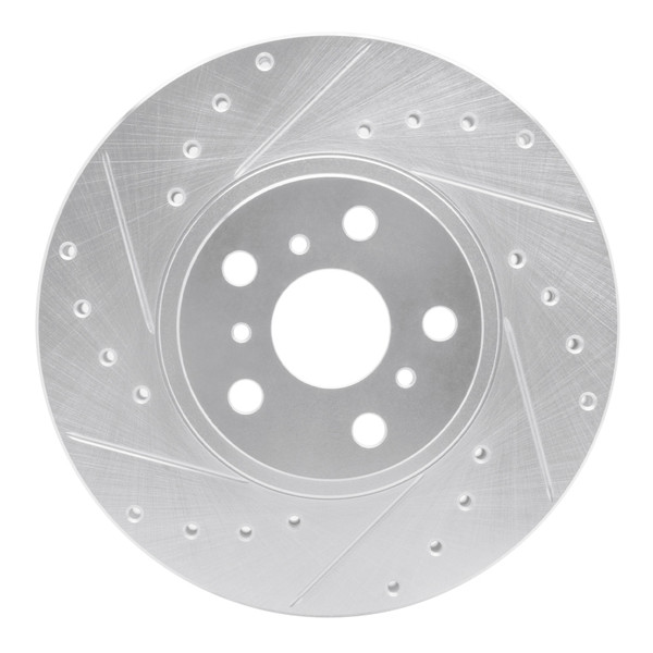 R1 90-93 Toyota Celica Front Left Drilled & Slotted Silver Brake Rotor - 631-76045L