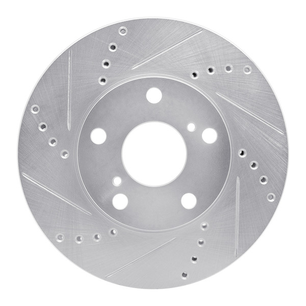 R1 92-06 Lexus ES300 Front Left Drilled & Slotted Silver Brake Rotor - 631-76052L