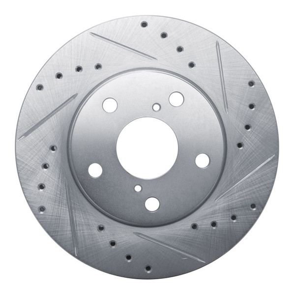 R1 92-95 Toyota MR2 Front Right Drilled & Slotted Silver Brake Rotor - 631-76057R