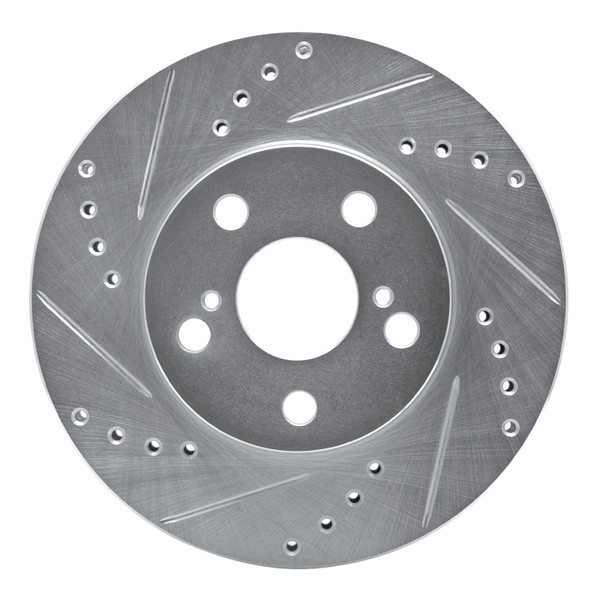 R1 94-00 Toyota Celica Front Left Drilled & Slotted Silver Brake Rotor - 631-76067L
