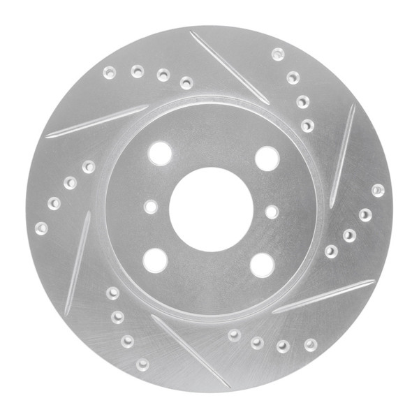 R1 01-03 Toyota Prius Front Right Drilled & Slotted Silver Brake Rotor - 631-76074R