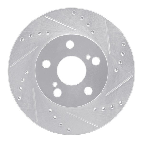 R1 04-09 Toyota Prius Front Right Drilled & Slotted Silver Brake Rotor - 631-76077R