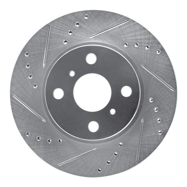 R1 06-19 Scion IQ Front Left Drilled & Slotted Silver Brake Rotor - 631-76078L