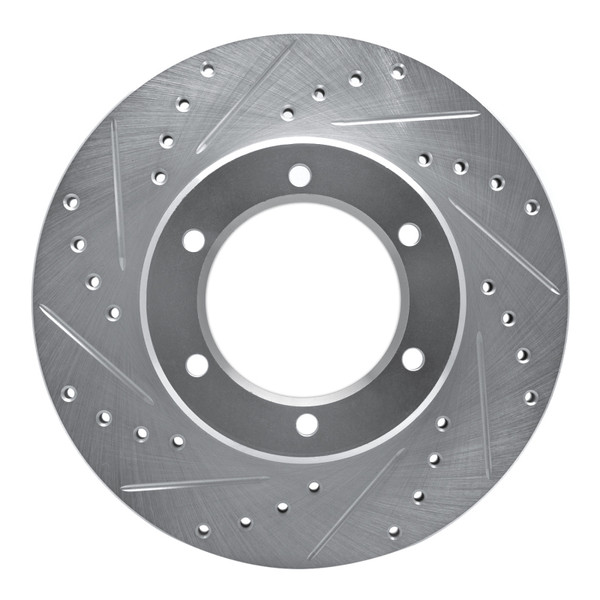 R1 86-95 Toyota Pickup Front Left Drilled & Slotted Silver Brake Rotor - 631-76102L