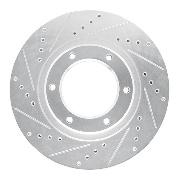 R1 93-97 Lexus LX450 Front Left Drilled & Slotted Silver Brake Rotor - 631-76116L