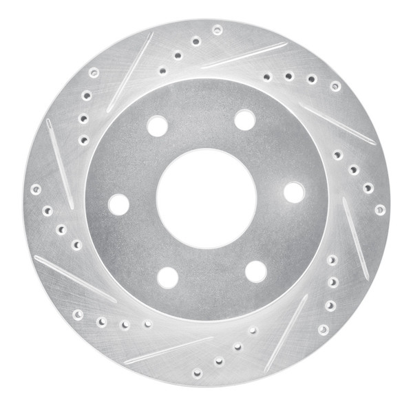 R1 93-98 Toyota T100 Front Left Drilled & Slotted Silver Brake Rotor - 631-76119L