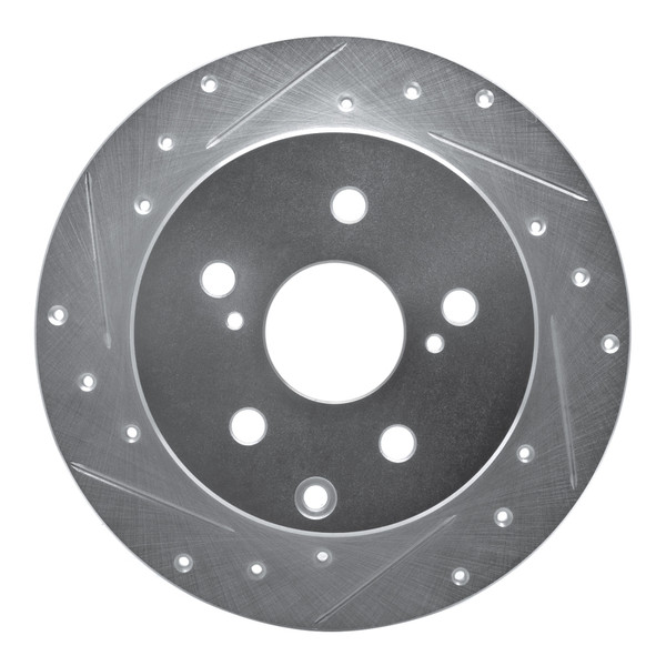 R1 06-18 Lexus HS250H Rear Left Drilled & Slotted Silver Brake Rotor - 631-76134L