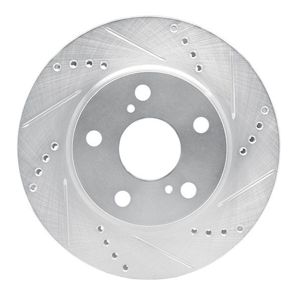 R1 06-18 Lexus HS250H Front Right Drilled & Slotted Silver Brake Rotor - 631-76135R