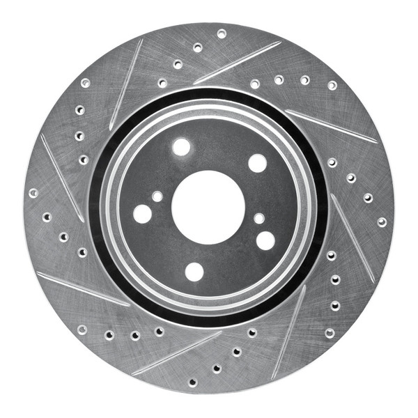R1 08-21 Lexus NX200T Front Left Drilled & Slotted Silver Brake Rotor - 631-76138L