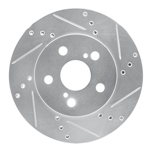 R1 16-22 Toyota Prius Front Right Drilled & Slotted Silver Brake Rotor - 631-76151R