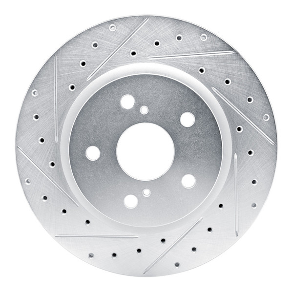 R1 18-25 Lexus ES250 Front Left Drilled & Slotted Silver Brake Rotor - 631-76154L
