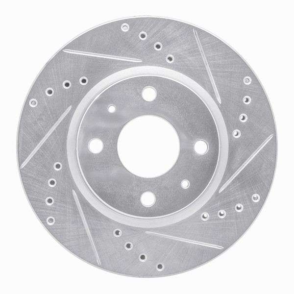 R1 83-83 Mazda 626 Front Right Drilled & Slotted Silver Brake Rotor - 631-80009R