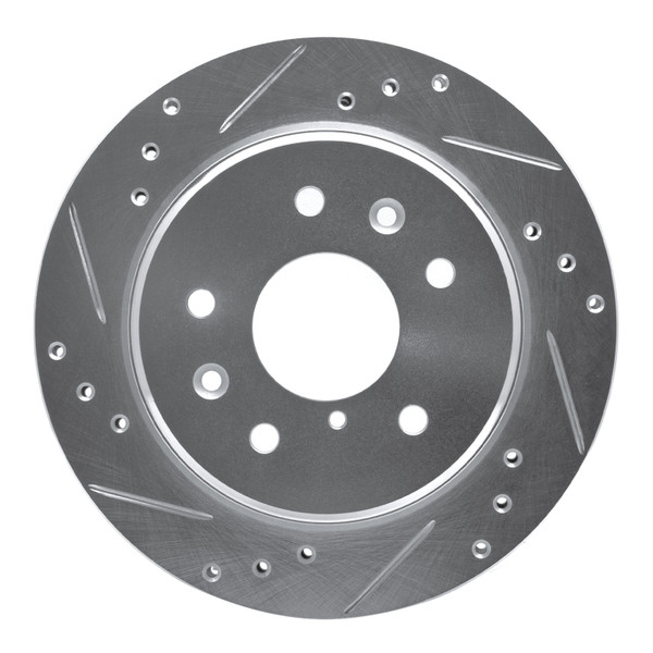 R1 86-91 Mazda RX-7 Rear Left Drilled & Slotted Silver Brake Rotor - 631-80015L