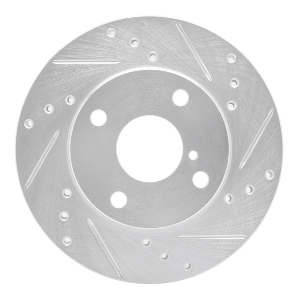 R1 90-93 Mazda Miata Front Right Drilled & Slotted Silver Brake Rotor - 631-80022R