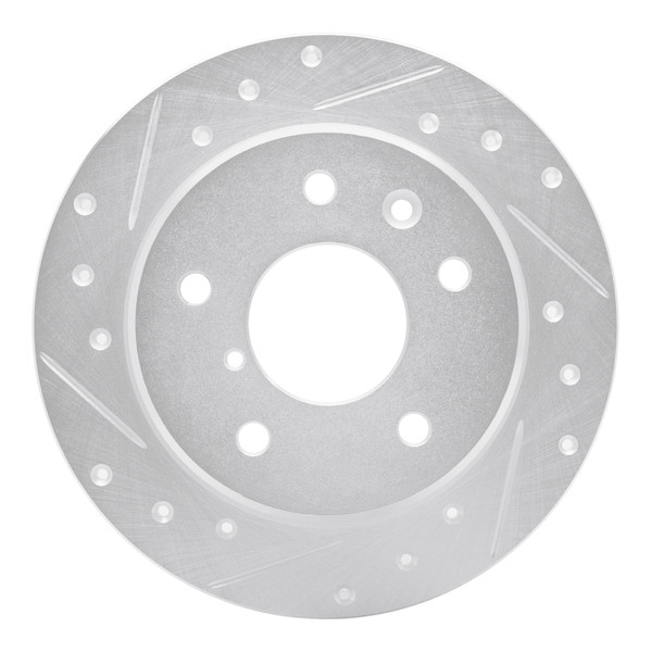 R1 89-91 Mazda RX-7 Rear Left Drilled & Slotted Silver Brake Rotor - 631-80024L