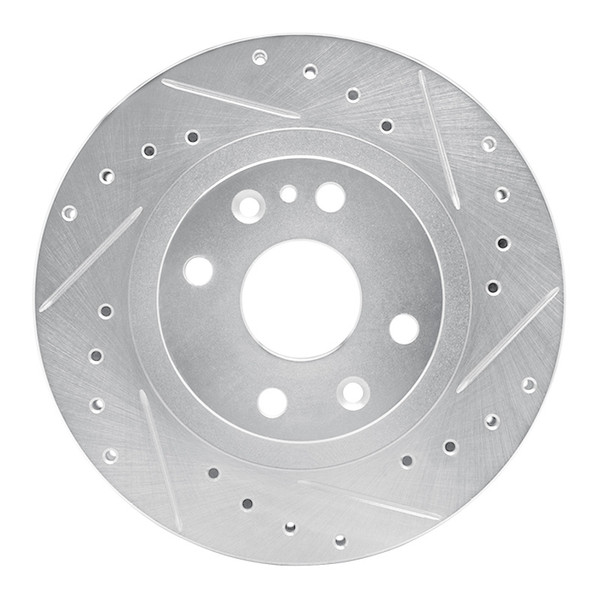 R1 99-03 Mazda Protege Front Right Drilled & Slotted Silver Brake Rotor - 631-80034R