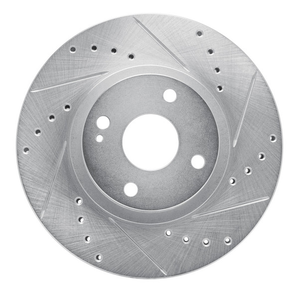 R1 01-05 Mazda Miata Front Right Drilled & Slotted Silver Brake Rotor - 631-80036R