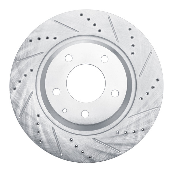 R1 04-11 Mazda RX-8 Rear Right Drilled & Slotted Silver Brake Rotor - 631-80044R