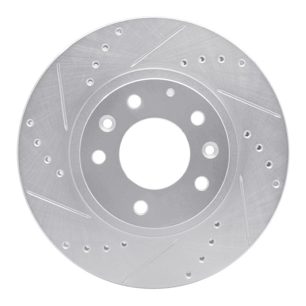 R1 06-15 Mazda MX-5 Miata Front Left Drilled & Slotted Silver Brake Rotor - 631-80047L