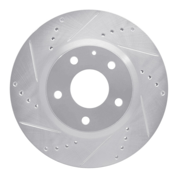R1 14-24 Mazda 3 Front Left Drilled & Slotted Silver Brake Rotor - 631-80052L