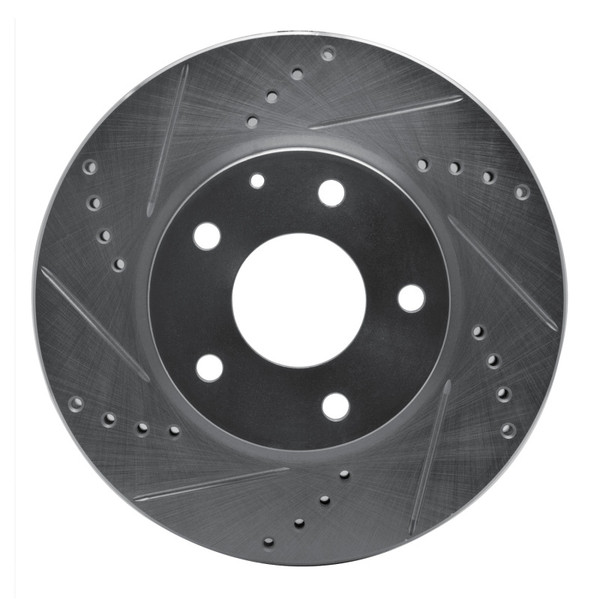 R1 14-24 Mazda CX-3 Front Left Drilled & Slotted Silver Brake Rotor - 631-80053L