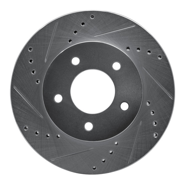 R1 96-98 Mazda MPV Front Left Drilled & Slotted Silver Brake Rotor - 631-80063L