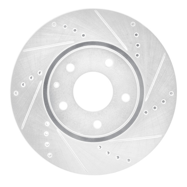 R1 16-25 Mazda 6 Front Right Drilled & Slotted Silver Brake Rotor - 631-80076R