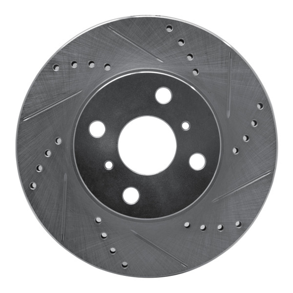 R1 04-06 Scion XA Front Right Drilled & Slotted Silver Brake Rotor - 631-91002R