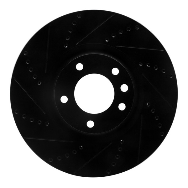 R1 08-09 Porsche Cayenne Front Left Drilled & Slotted Black Brake Rotor - 633-02092L