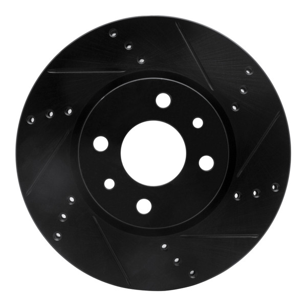 R1 09-19 Dodge Vision (Mexico) Front Right Drilled & Slotted Black Brake Rotor - 633-07002R
