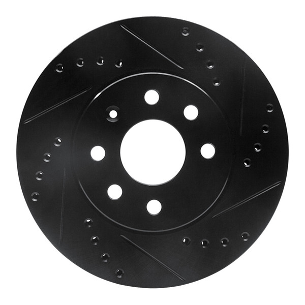 R1 00-02 Daewoo Nubira Front Right Drilled & Slotted Black Brake Rotor - 633-18005R