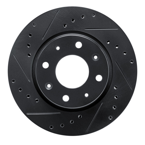 R1 04-09 Kia Spectra Front Left Drilled & Slotted Black Brake Rotor - 633-21007L