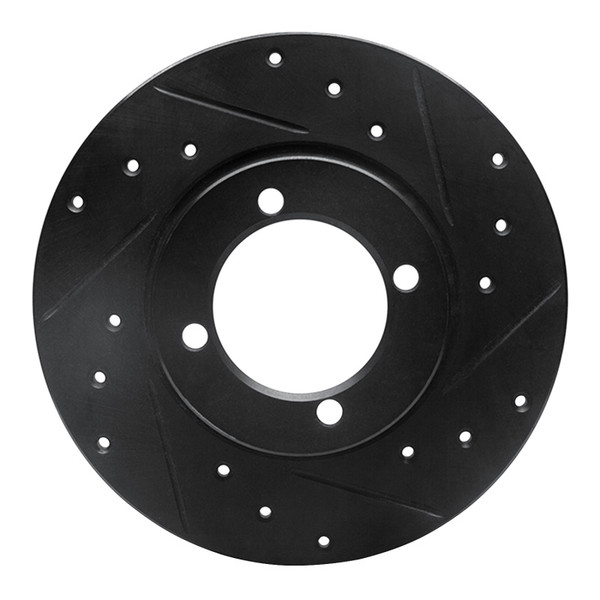 R1 67-74 Opel Manta Front Right Drilled & Slotted Black Brake Rotor - 633-22000R