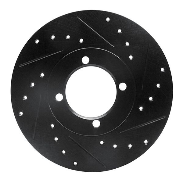 R1 74-79 Lotus Elite Front Right Drilled & Slotted Black Brake Rotor - 633-22001R
