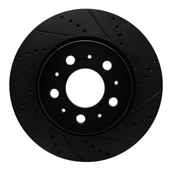 R1 17-25 Tesla Model 3 Front Right Drilled & Slotted Black Brake Rotor - 633-26002R