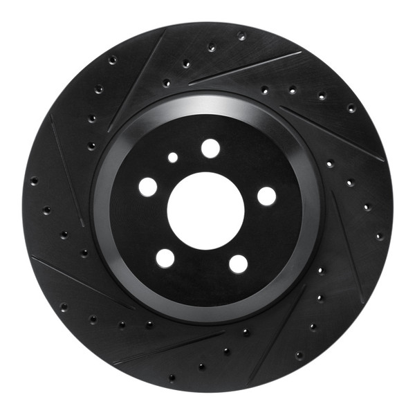 R1 17-25 Tesla Model 3 Front Left Drilled & Slotted Black Brake Rotor - 633-26004L