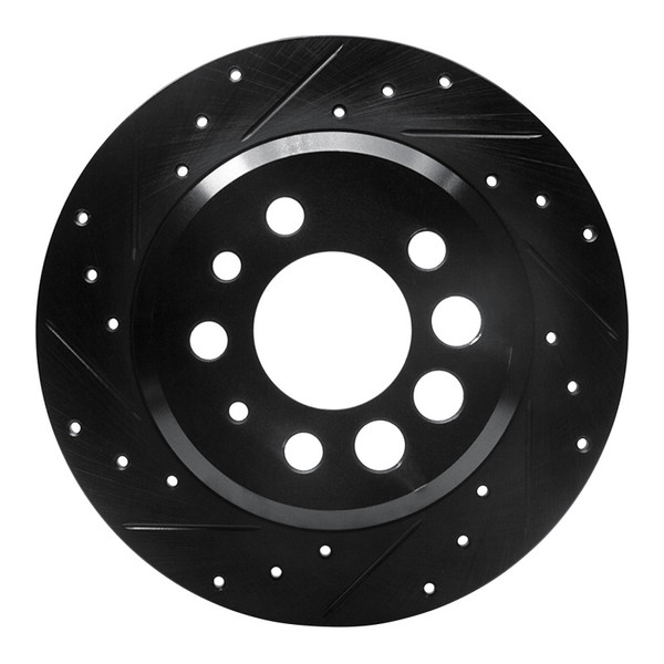 R1 74-95 Volvo 244 Rear Left Drilled & Slotted Black Brake Rotor - 633-27006L