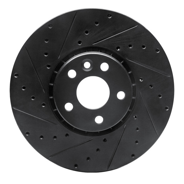R1 10-16 Volvo XC60 Front Left Drilled & Slotted Black Brake Rotor - 633-27043L