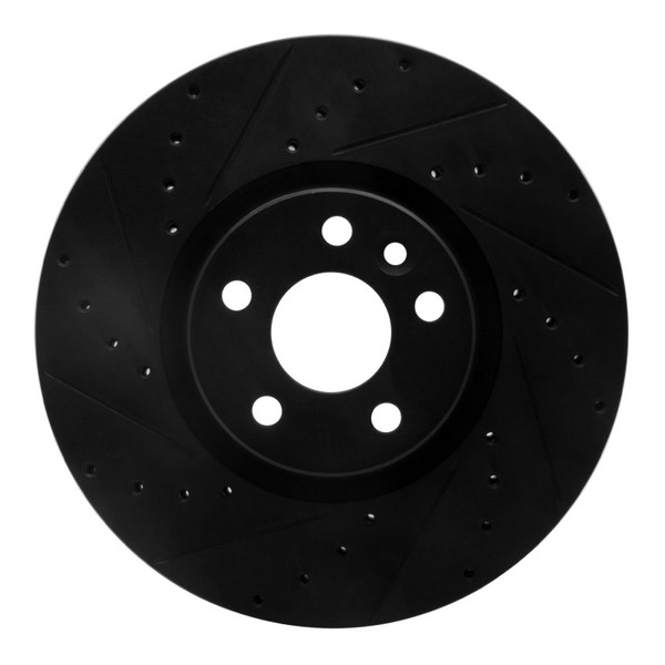 R1 16-17 Volvo XC60 Front Left Drilled & Slotted Black Brake Rotor - 633-27055L