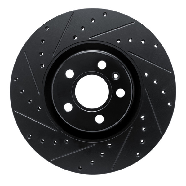 R1 17-25 Volvo XC60 Front Left Drilled & Slotted Black Brake Rotor - 633-27059L