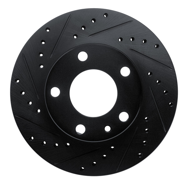 R1 76-82 BMW 530I Front Left Drilled & Slotted Black Brake Rotor - 633-31007L