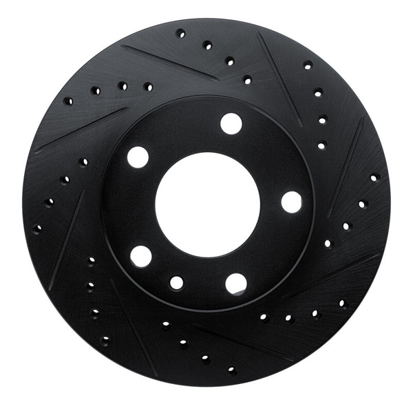 R1 76-82 BMW 528I Front Right Drilled & Slotted Black Brake Rotor - 633-31007R