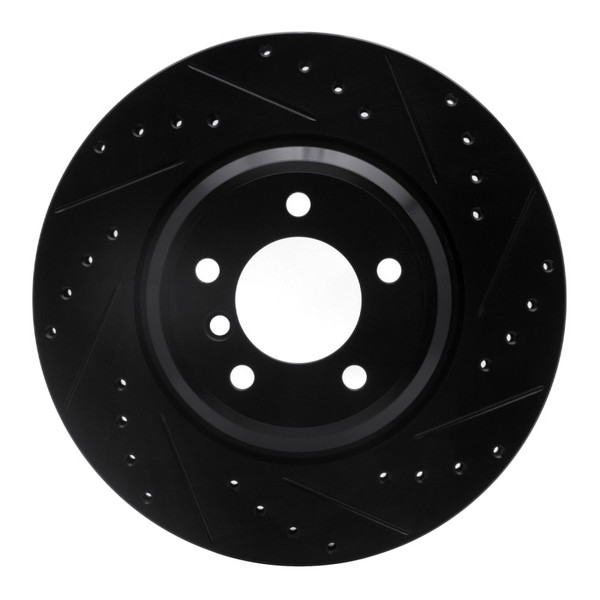 R1 07-15 BMW 335I Front Right Drilled & Slotted Black Brake Rotor - 633-31082R