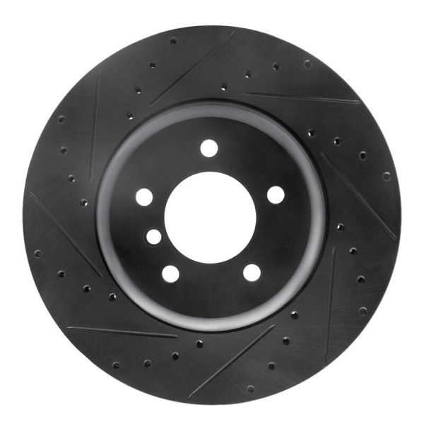 R1 11-16 BMW Z4 Front Left Drilled & Slotted Black Brake Rotor - 633-31105L