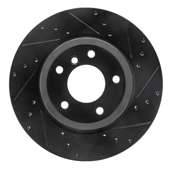 R1 11-16 BMW Z4 Rear Right Drilled & Slotted Black Brake Rotor - 633-31107R