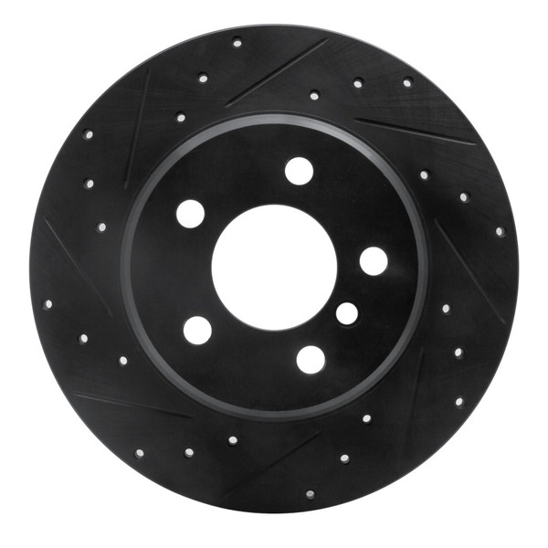 R1 00-06 BMW X5 Rear Left Drilled & Slotted Black Brake Rotor - 633-31136L