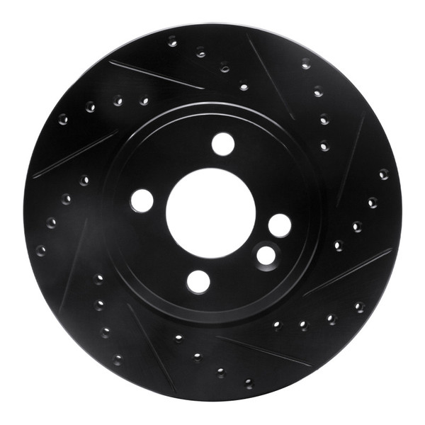 R1 07-15 Mini Cooper (Excl Clubman) Front Right Drilled & Slotted Black Brake Rotor - 633-32005R