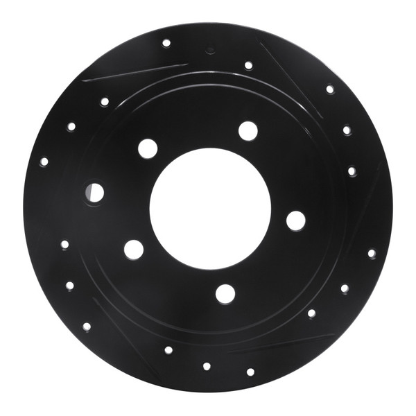 R1 07-17 Chrysler 200 Rear Right Drilled & Slotted Black Brake Rotor - 633-39022R